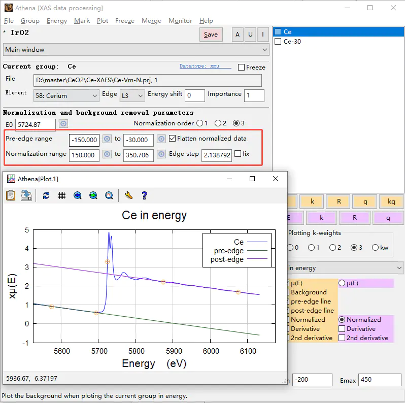 XAS数据处理教程-Ce-Athena