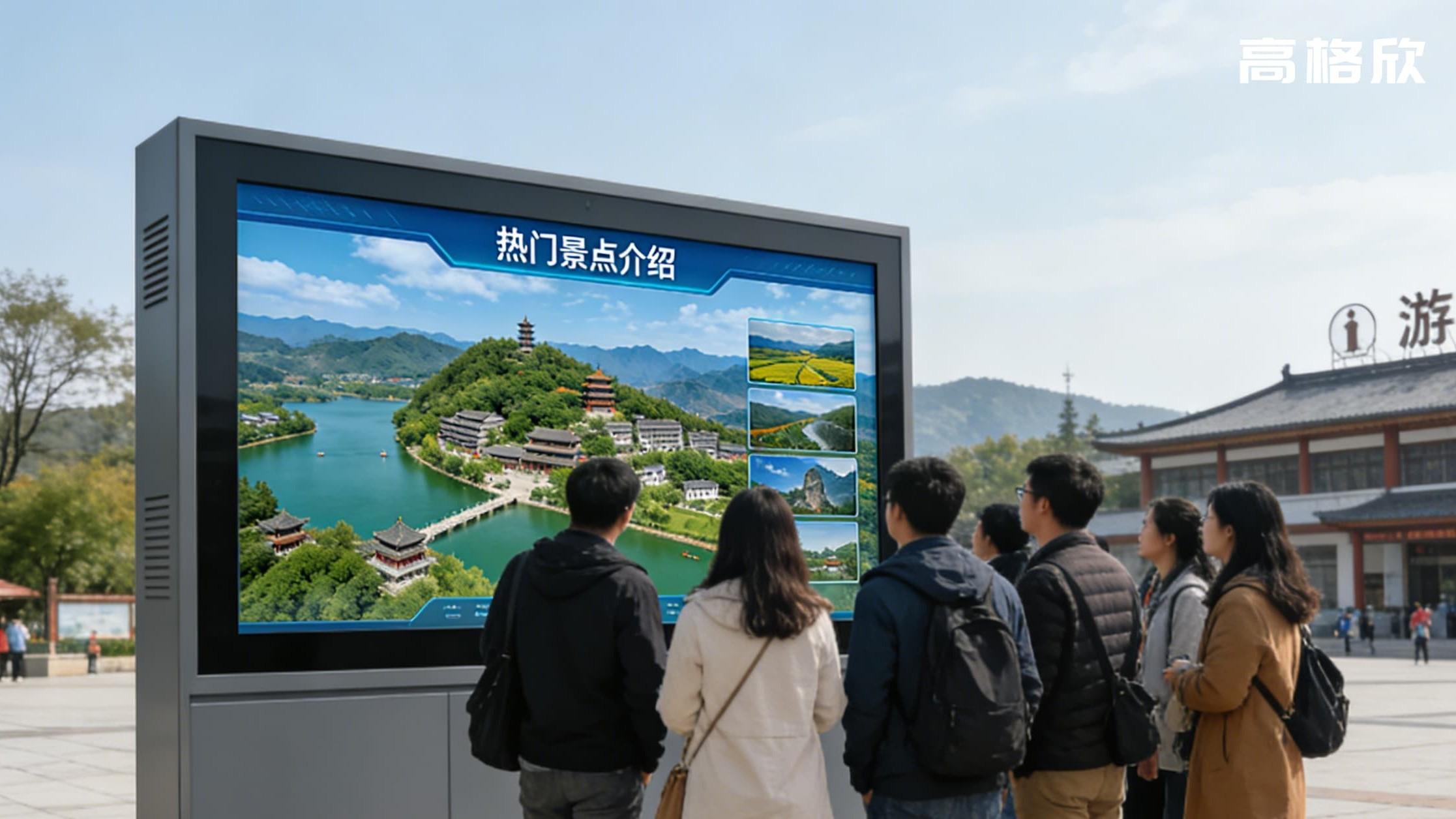 高格欣科技丨55寸高亮恒温超清触控户外广告屏一体机商业广场