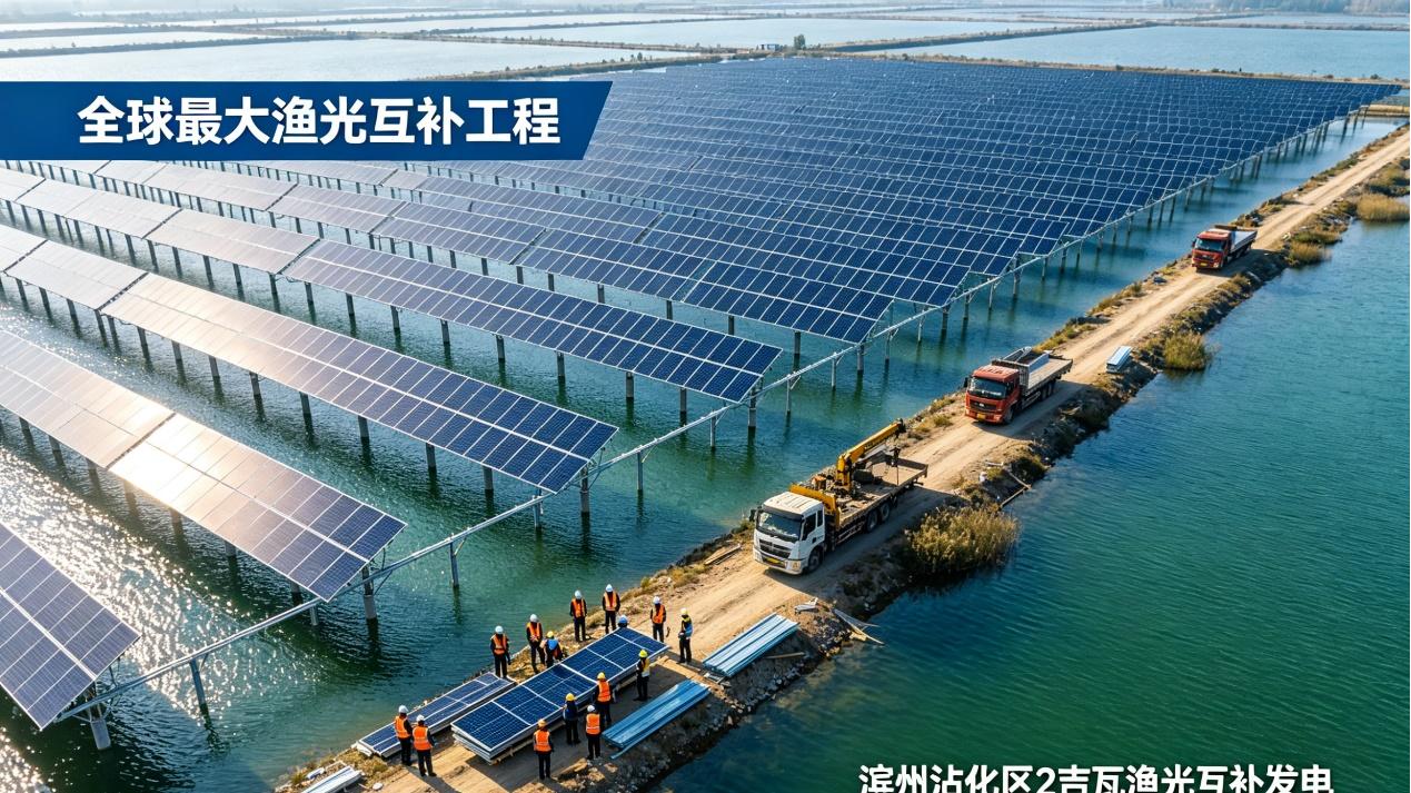 全球最大“渔光互补光伏田”上演海陆空协同作战，实现单日破万！