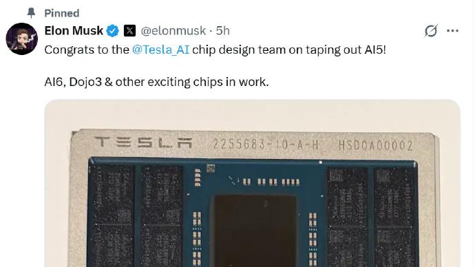 特斯拉AI5芯片流片