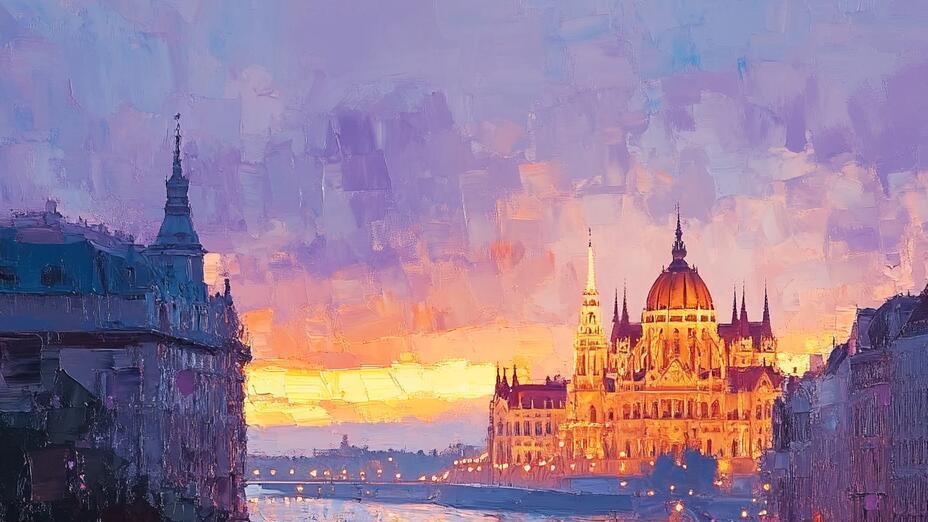 黄昏主题的厚涂油画风