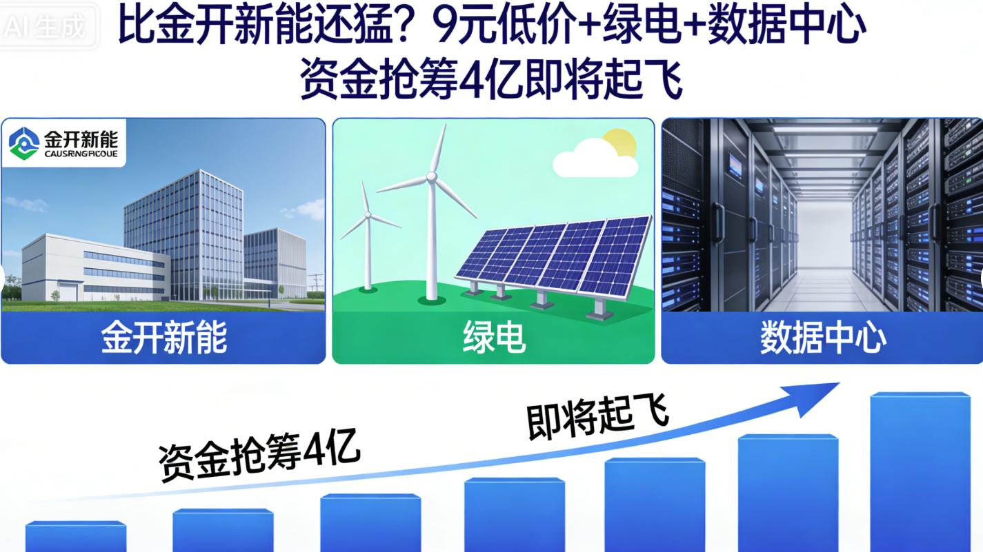 比金开新能还猛？9元低价+绿电+数据中心  资金抢筹4亿即将起飞
