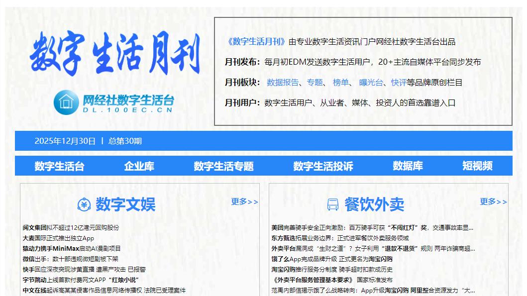 12月数字生活：抖音 小红书 贝壳找房等被约谈 乐摩物联港交所上市