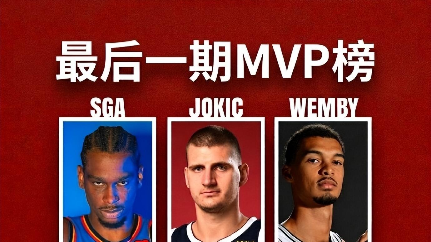 已无悬念？最终MVP榜：SGA重回第一，约基奇第二，文班降至第三