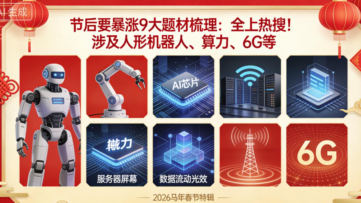 节后要暴涨9大题材梳理：全上热搜！涉及人形机器人、算力、6G