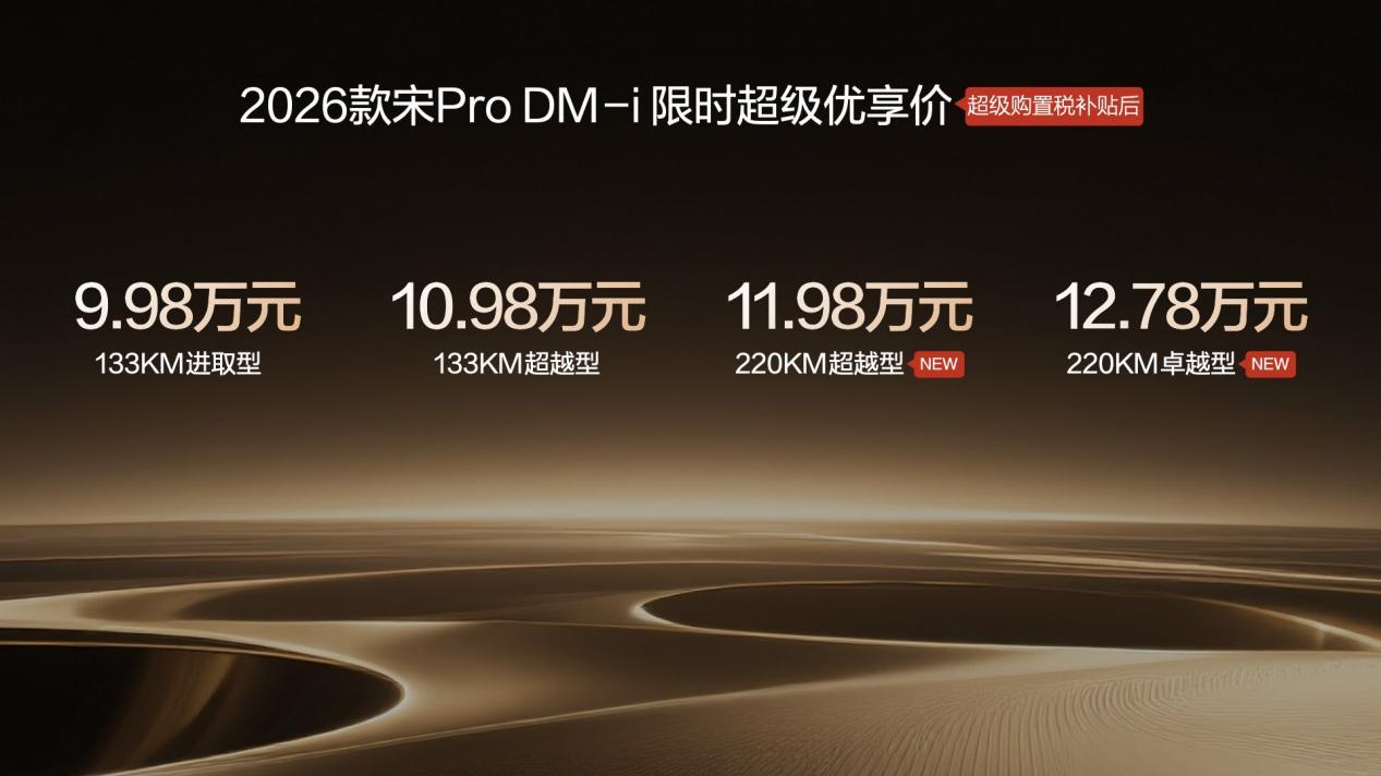 插混纯电续航开卷！宋Pro DM-i新增220km版，售价11.98万起