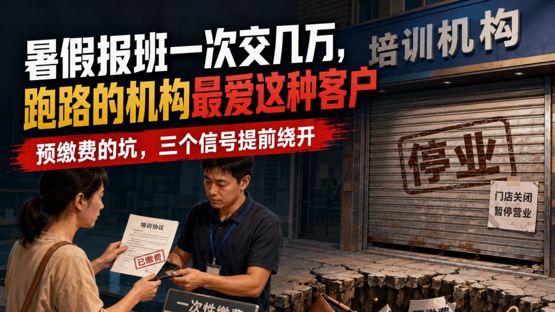 暑假报班一次交几万，跑路的机构最爱这种客户：预缴费的坑，三个信号提前绕开