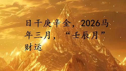 日干庚辛金，2026马年三月，“壬辰月”财运