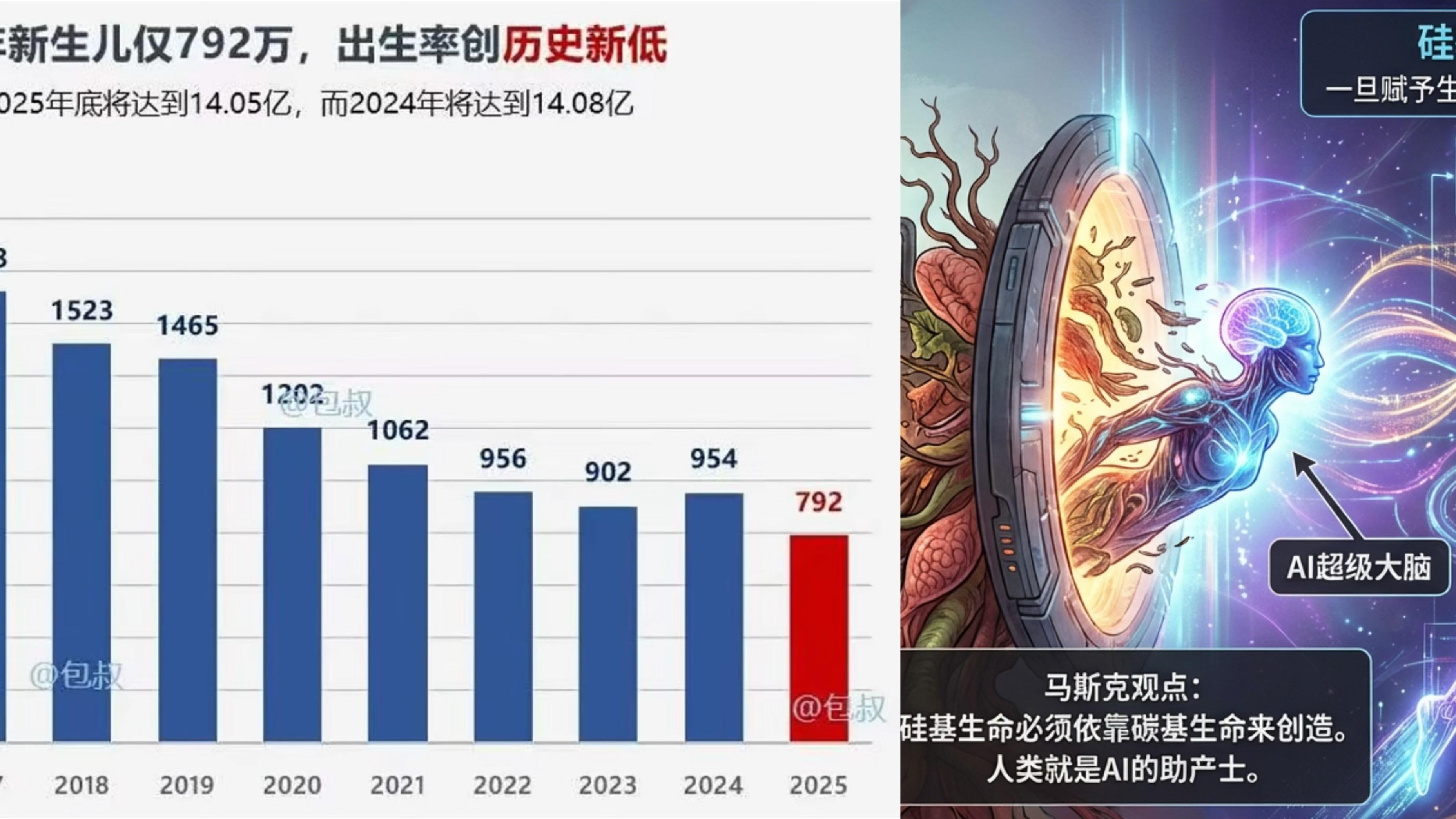 2025出生人口跌破800万！马斯克“机器人重构未来”预言照进现实