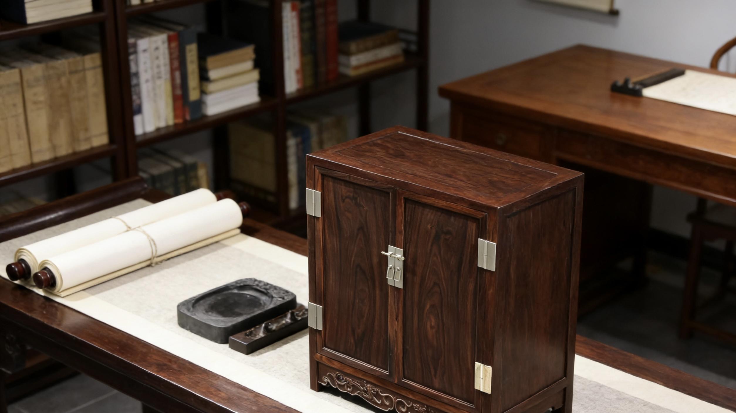 文房实用器，大红酸枝，小方角柜