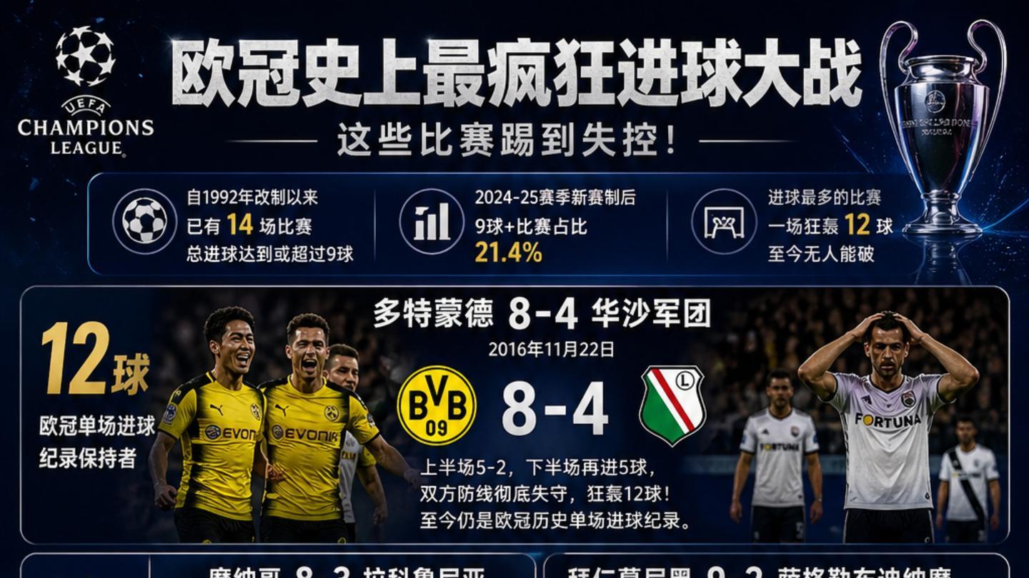 一场12球封神！欧冠最疯狂比赛全纪录，拜仁、巴萨都在名单上