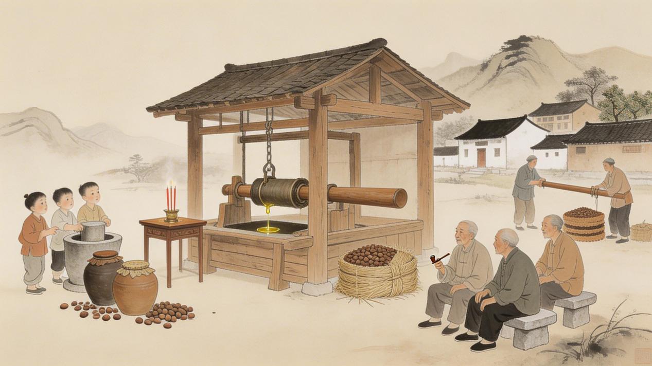 瓦子坪山茶油知识分享：古法榨油坊正在消失