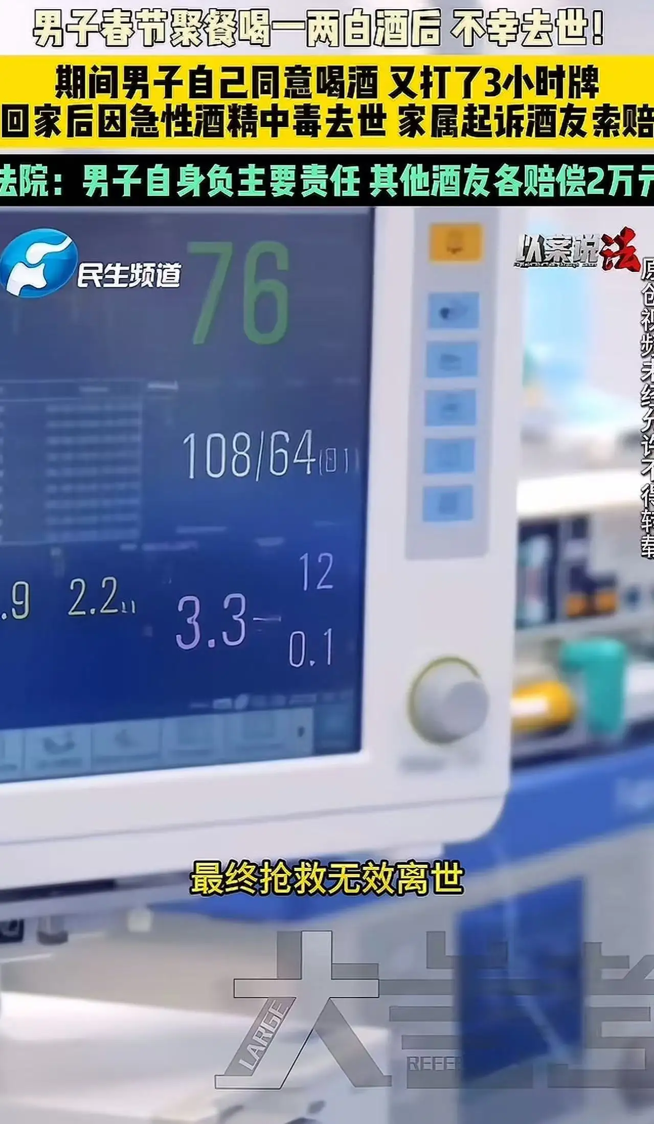 春节聚餐别乱请酒！53岁男子喝一两白酒离世，朋友赔了4万