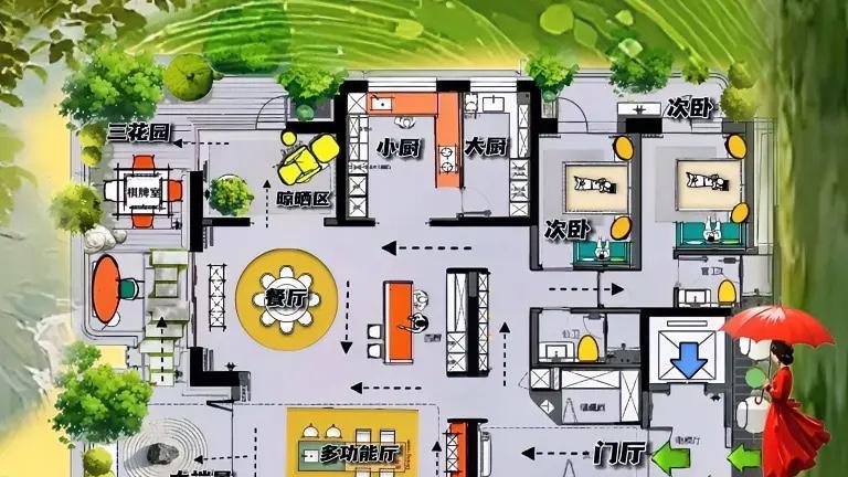 解剖329㎡三明治户型，没底线的借景入宅，不讲武徳的端景和洄游，乱七八糟四代宅太飒了！