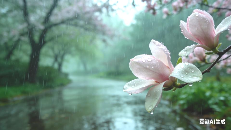 一场春雨落，十里花开时