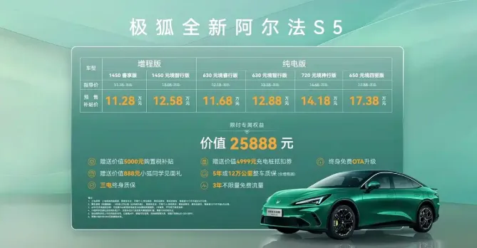 外观引入“小蓝灯” 颜值再提升 全新极狐阿尔法S5开启预售