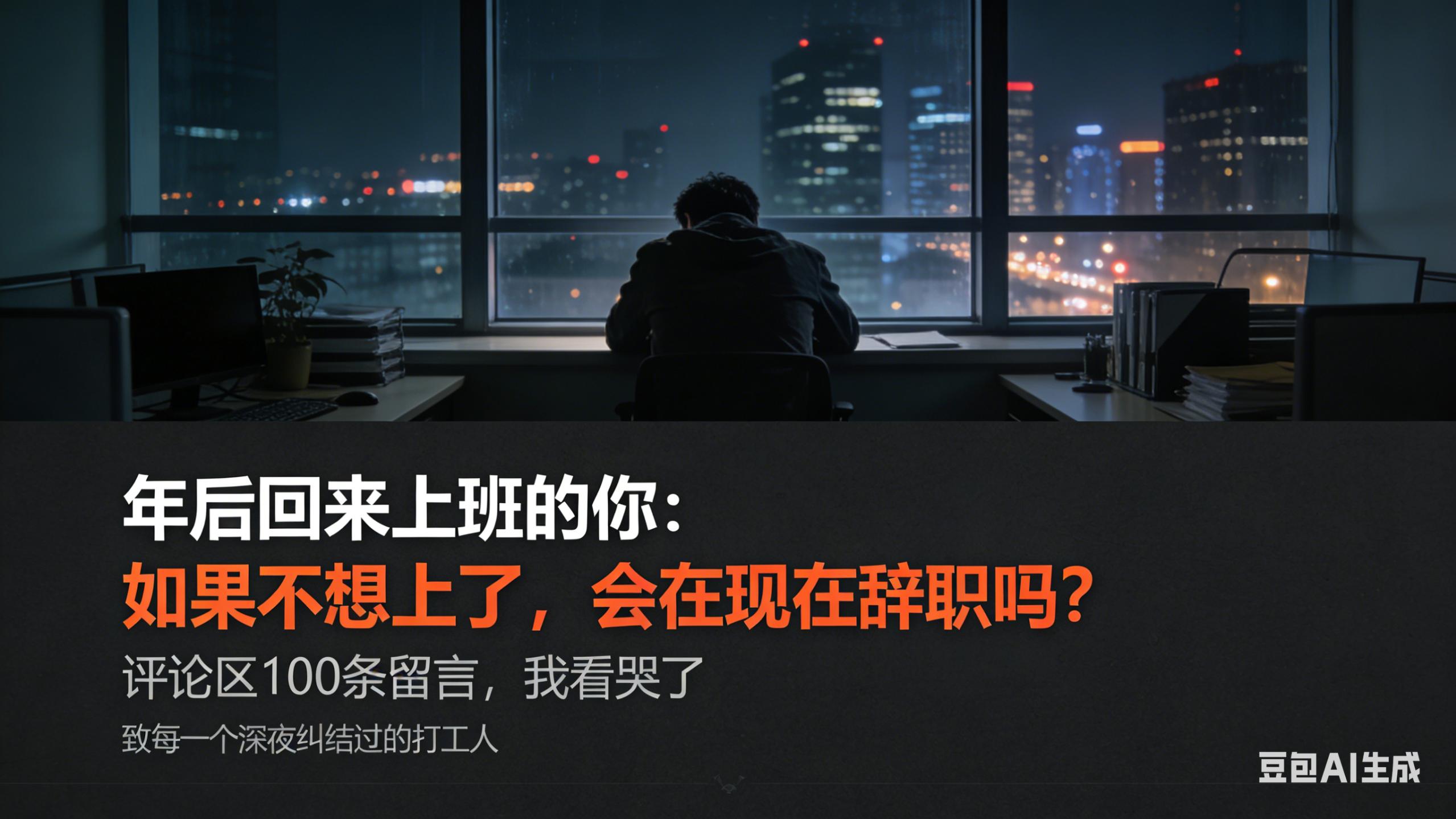 年后回来上班的你，如果不想上班了，会在现在辞职吗？评论区100条留言，我看哭了！你们还想让我再哭一盘