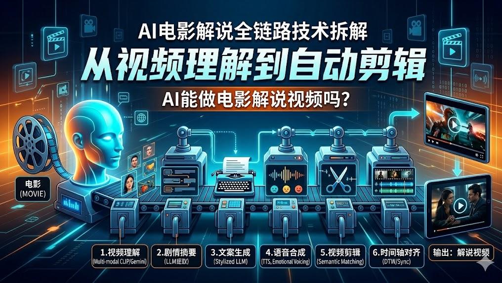 AI电影解说的技术链路拆解：从视频理解到自动剪辑