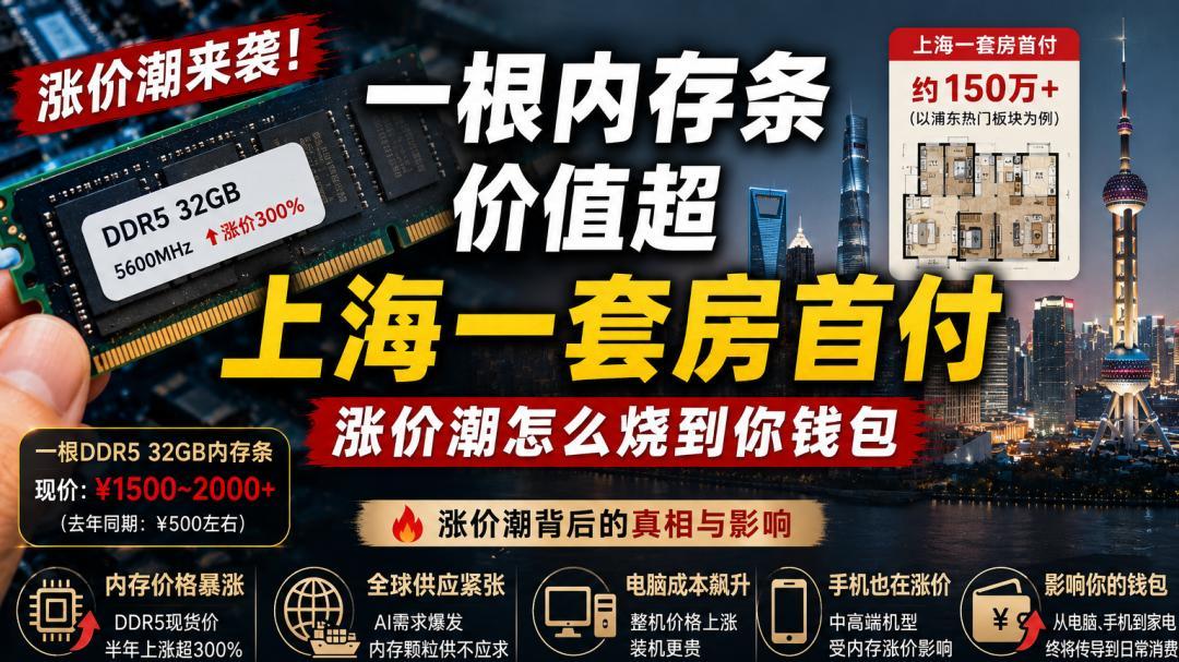 一根内存条价值超上海一套房首付：涨价潮怎么烧到你钱包