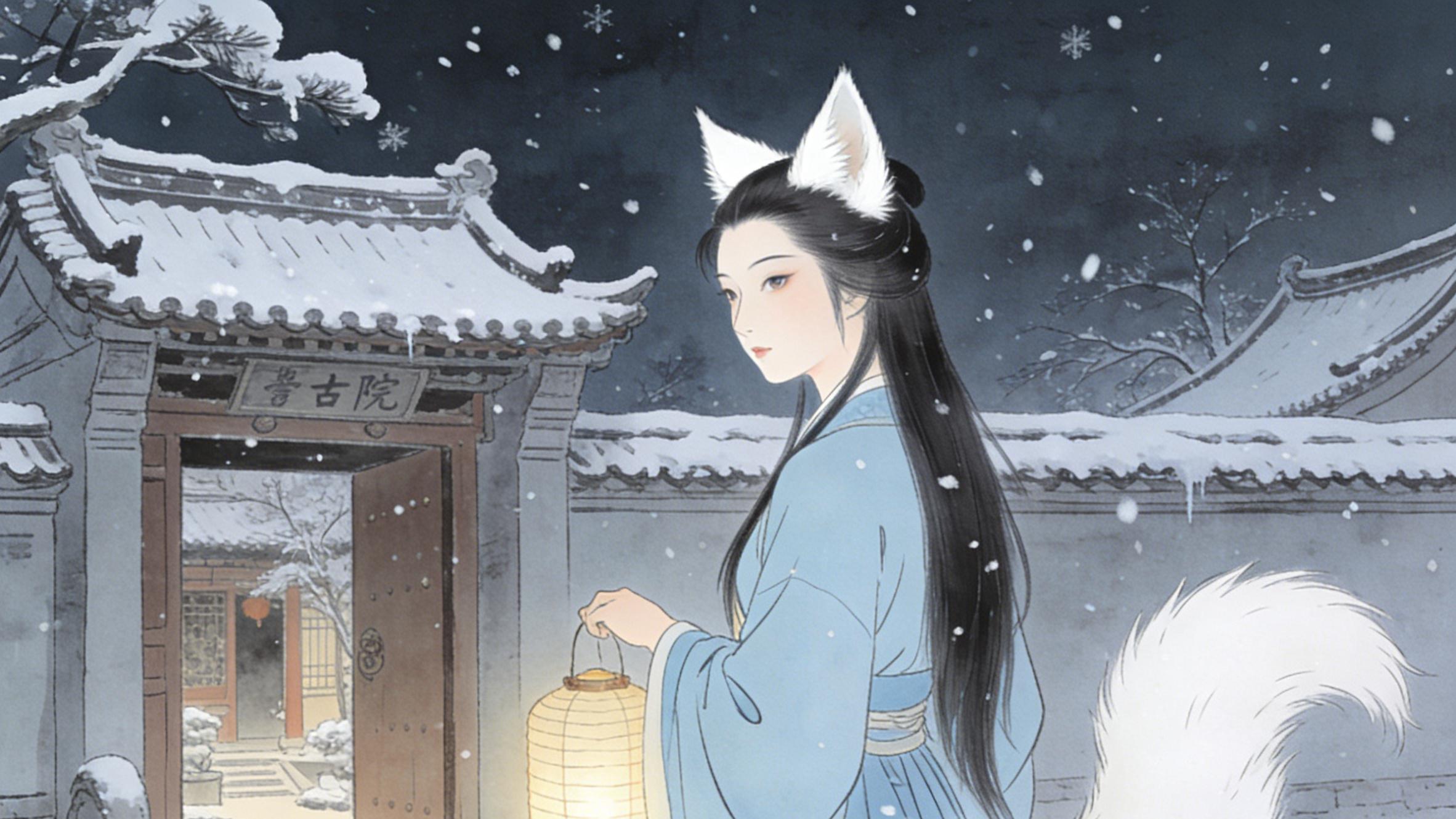 寒雪漫过聊斋古院，半卷异闻半枕霜华伴夜阑