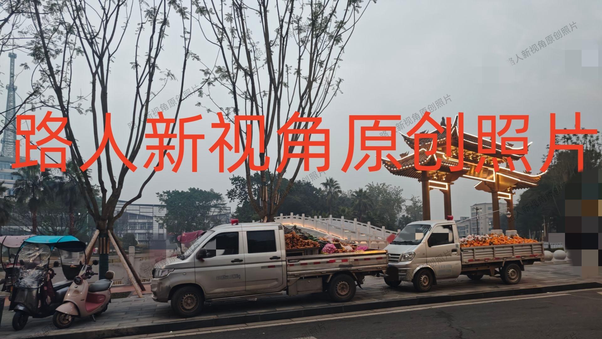 营山县翠屏公园门口附近部分人行道被摊贩占据！行人过路不便