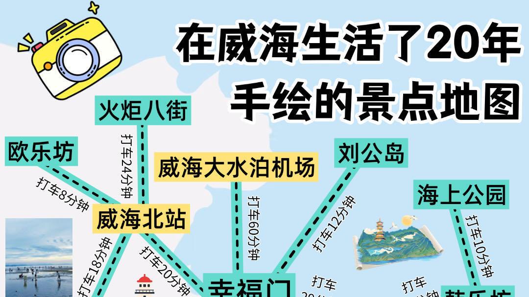 威海旅游，本人手绘的景点地图来啦