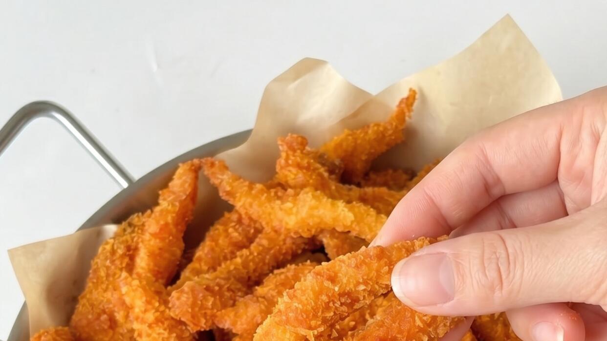 香炸鸡柳：外酥里嫩的，孩子抢着吃！