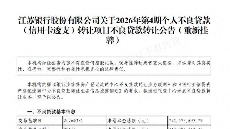 江苏银行12亿个贷不良二次挂牌，重新挂牌已成常态