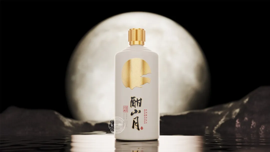 东方雅韵白酒包装设计｜酣山月酱香白酒瓶设计