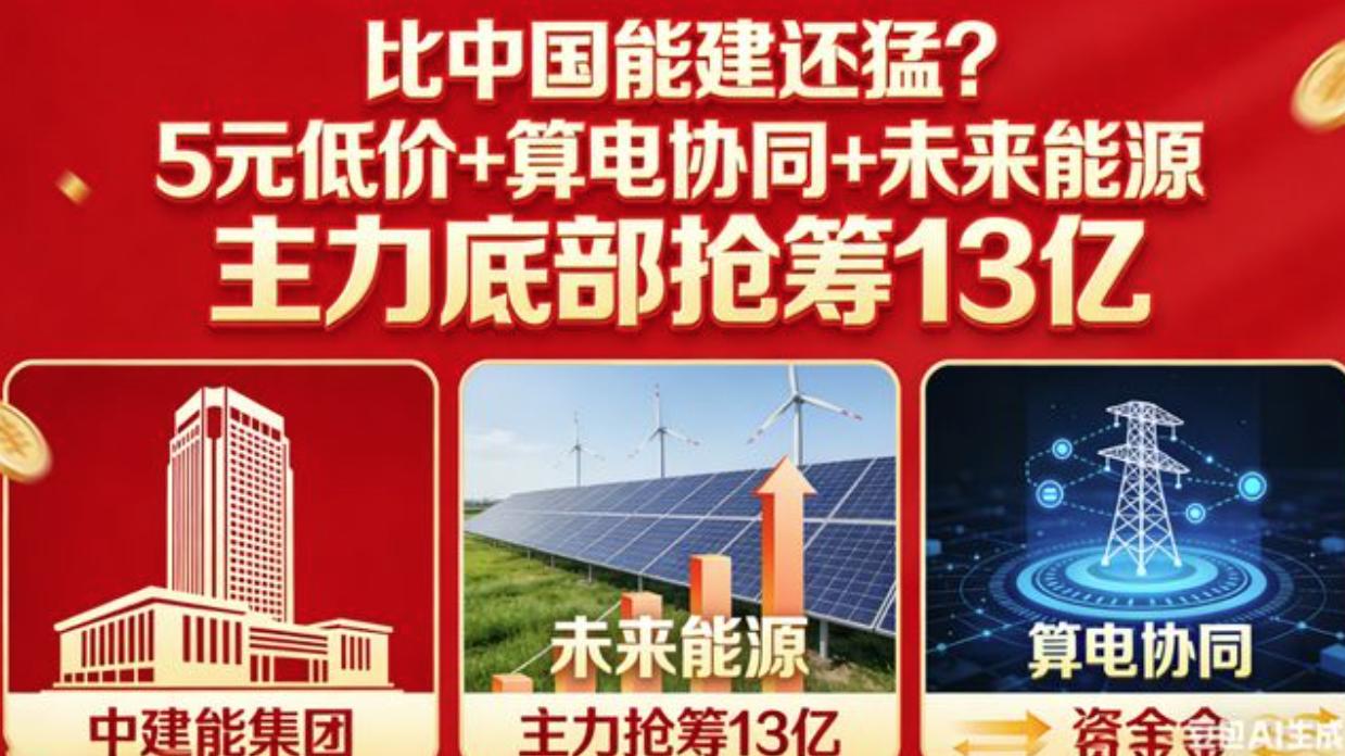 比中国能建还猛？5元低价+算电协同+未来能源 主力抢筹13亿