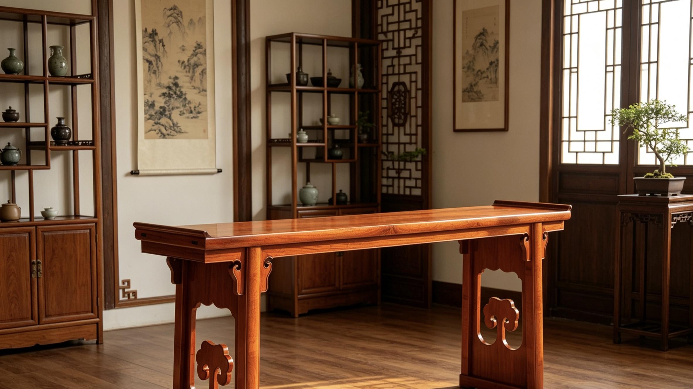 王世襄旧藏复刻，缅花一块玉翘头案