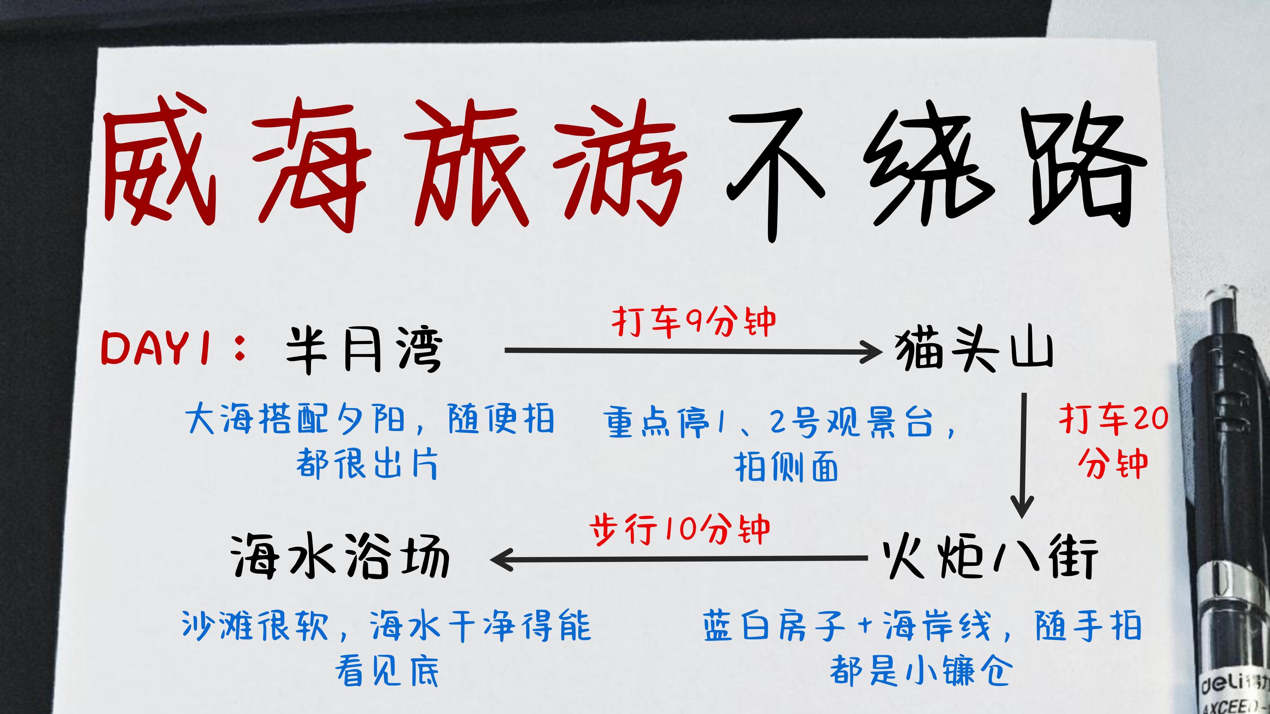 J人旅行，手写的自用威海不绕路攻略