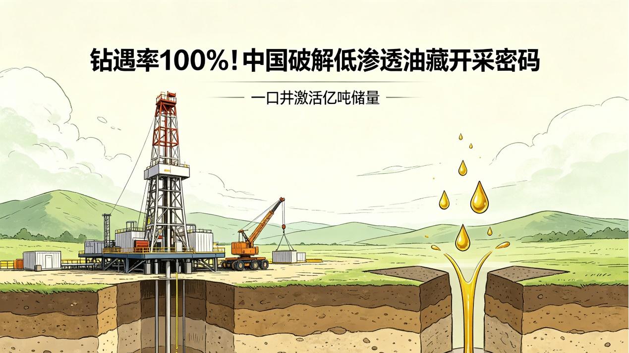 钻遇率100%！中国破解低渗透油藏开采密码，一口井激活亿吨储量