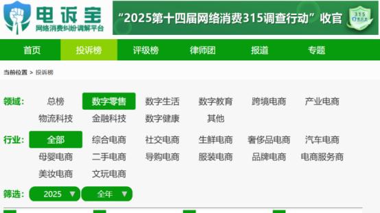 “微拍堂”2025电诉宝用户投诉数据出炉：获3次“谨慎下单”评级