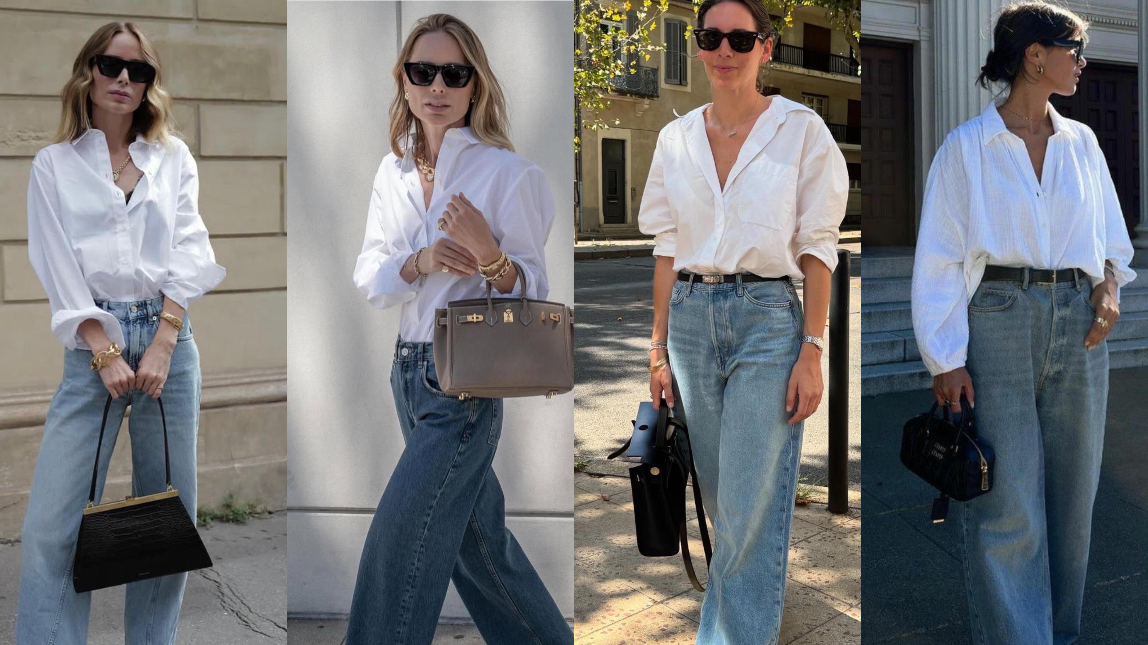 白衬衫+阔腿牛仔裤，不过时的松弛感公式！