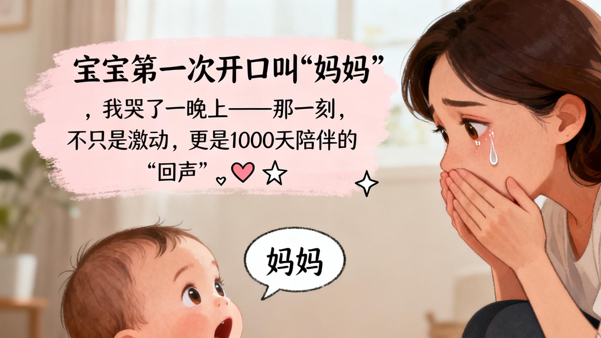 宝宝第一次开口叫“妈妈”，我哭了一晚上——那一刻，不只是激动，更是1000天陪伴的“回声”