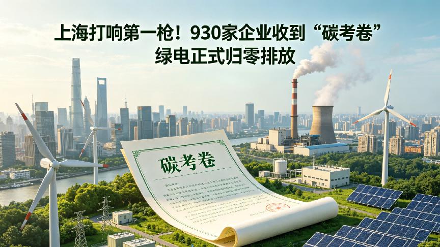 上海打响第一枪！930家企业收到"碳考卷"，绿电正式归零排放