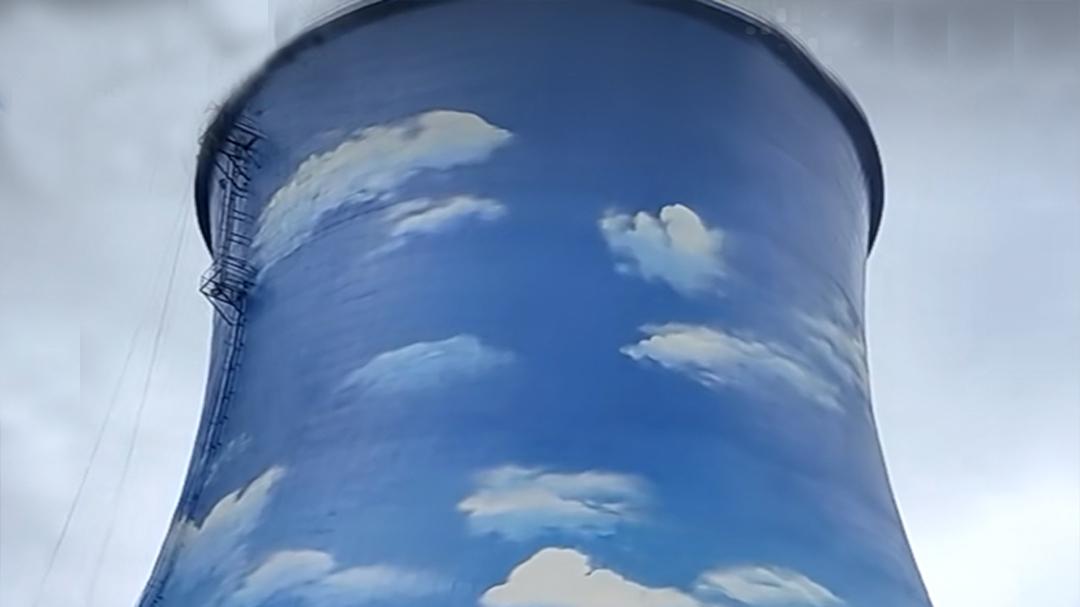 汕头电厂冷却塔手工彩绘竣工