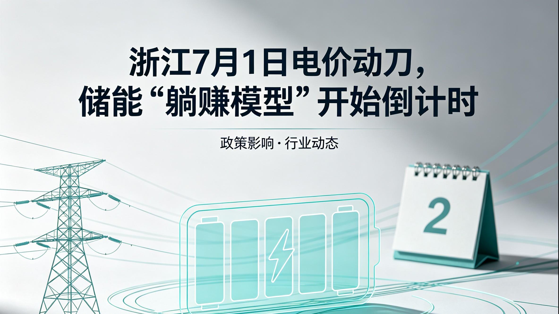 浙江7月1日电价动刀，储能"躺赚模型"开始倒计时