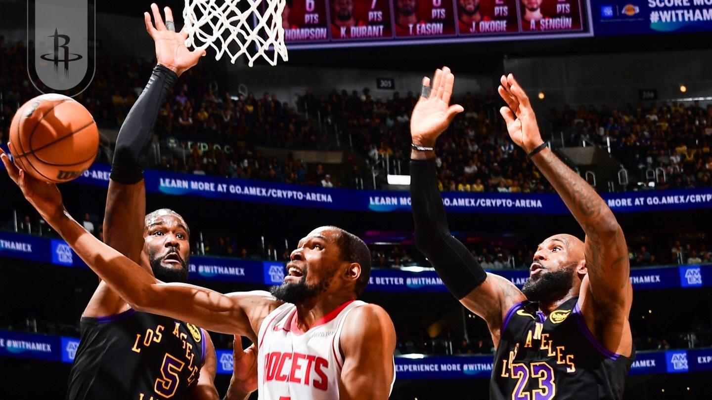 KD复出也难救火箭！詹姆斯轰28+8+7诠释何为领袖，湖人晋级稳了？