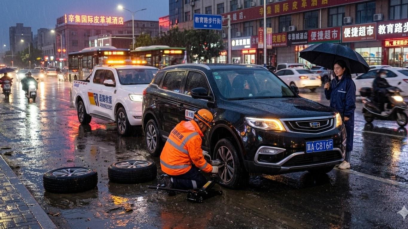 春雨绵绵在辛集国际皮革城遭遇爆胎？这份本地道路救援避坑指南请查收！