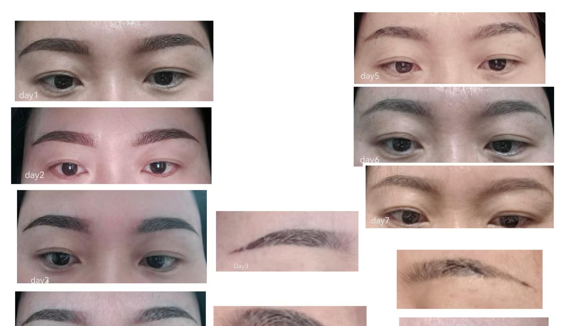 真实记录纹眉7天变化