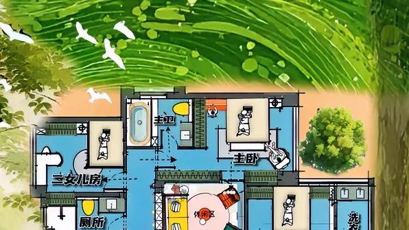 189㎡4房大横厅2卫，三代同堂教科书，5人常住，超大胆定制化！