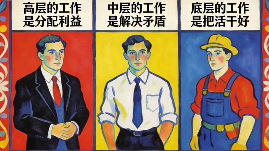当了领导才明白高层是分配利益，中层是解决矛盾，底层是把活干好