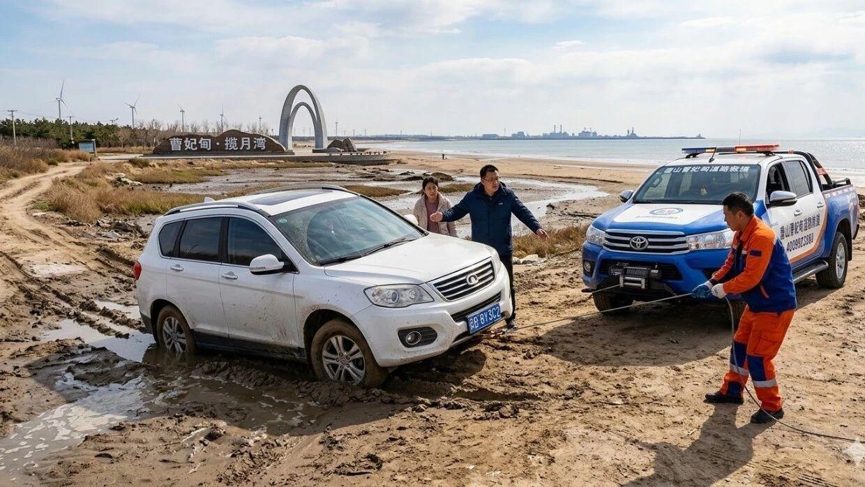 揽月湾看海车却扎进泥坑？唐山曹妃甸车主必看的本地救援避坑指南