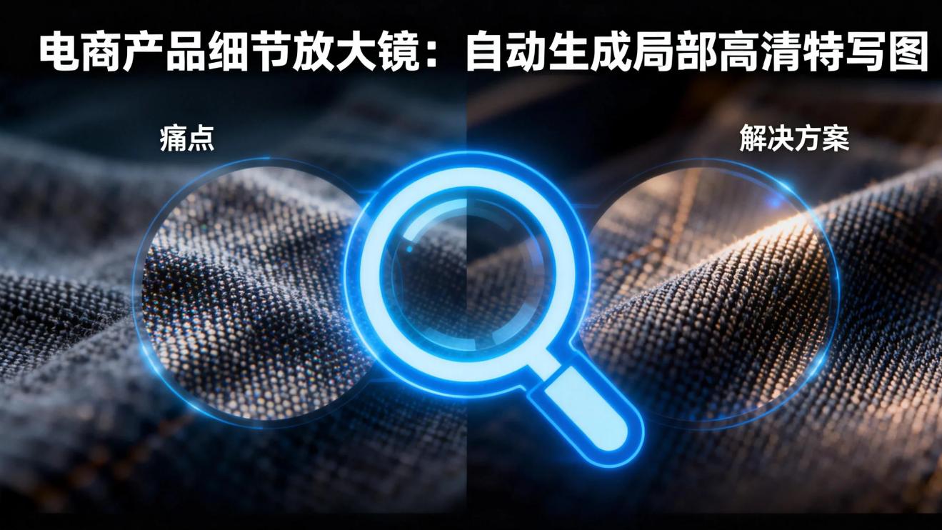 电商产品细节放大镜：自动生成局部高清特写图