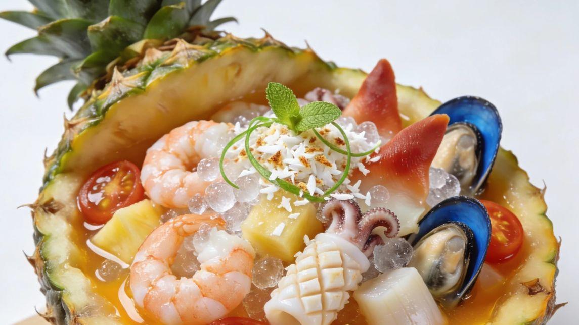 国宴水果菜：凤梨当碗，上桌就抢光