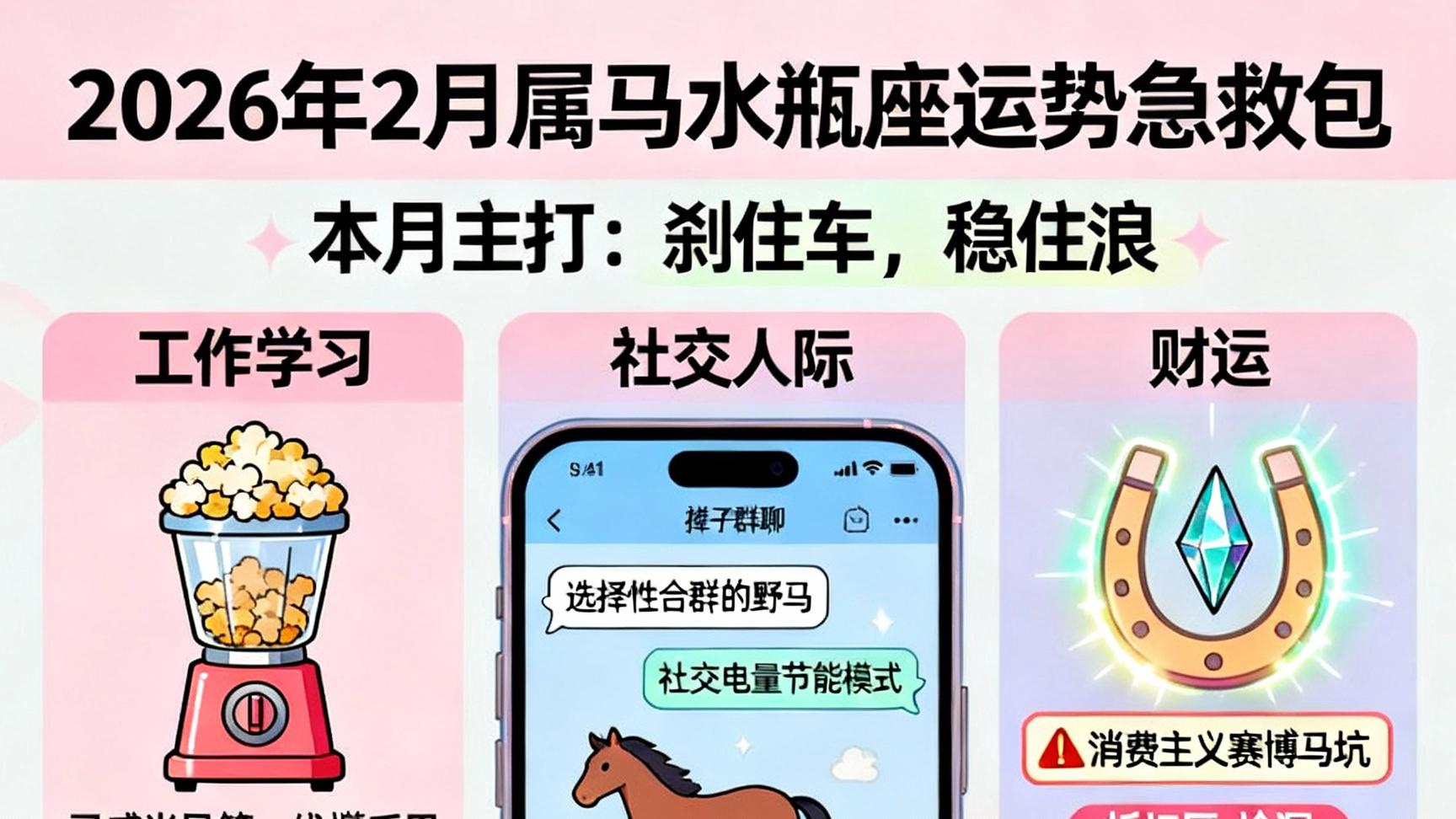 论玄开运之2026年2月属马水瓶座女生运势急救包：本月主打一个“刹住车，稳住浪”