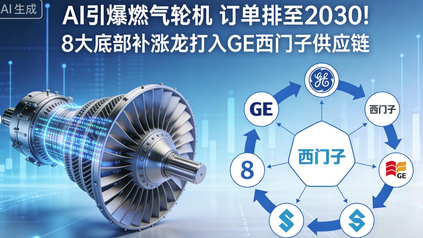 AI引爆燃气轮机 订单排至2030！8大底部补涨龙打入GE西门子供应链
