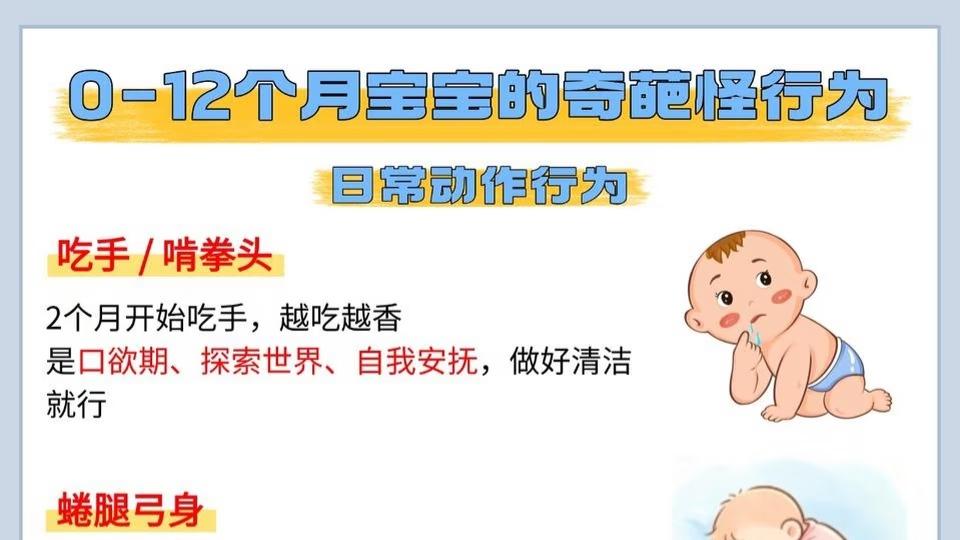 宝宝蹬腿吃手摇头，原来是正常发育信号